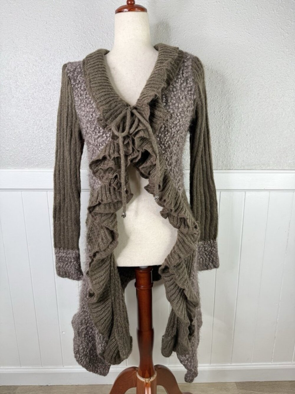 Sioni Y2K Whimsigoth Fairy Grunge Cardigan Sweater Coat Sz M Metallic Detail